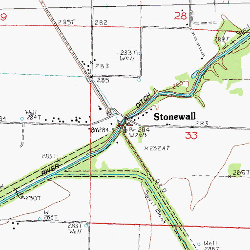 Topographic Map of Stonewall Post Office, AR