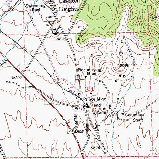 Topographic Map of Pioche King Mine, NV