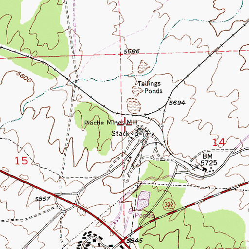 Topographic Map of Pioche Mines Mill, NV
