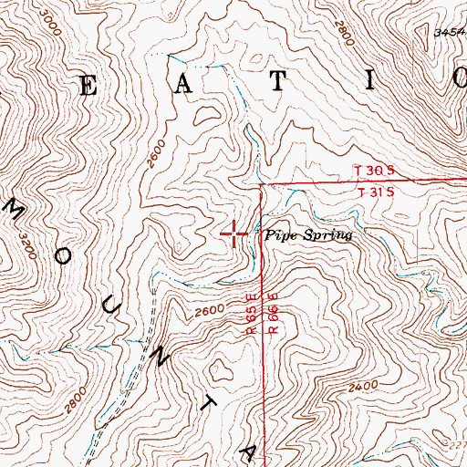 Topographic Map of Pipe Spring, NV