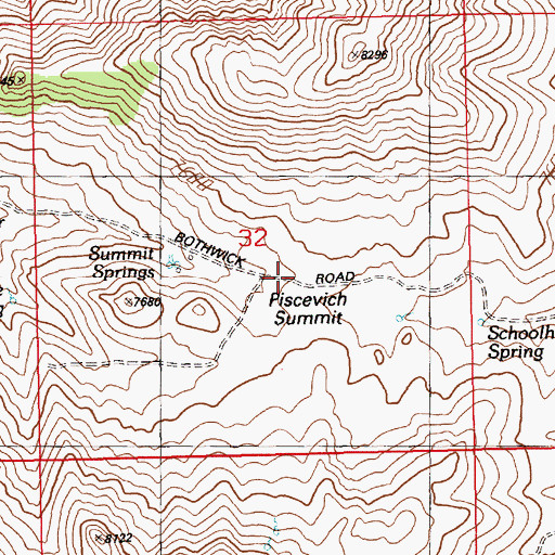 Topographic Map of Piscevich Summit, NV