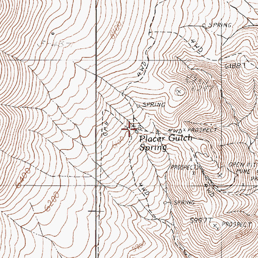 Topographic Map of Placer Gulch Spring, NV