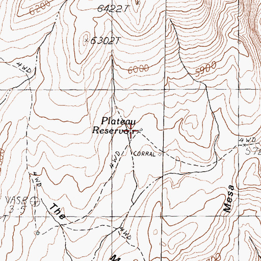 Topographic Map of Plateau Reservoir, NV