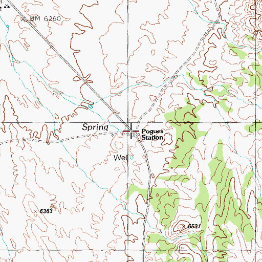 Topographic Map of Pogues Station, NV