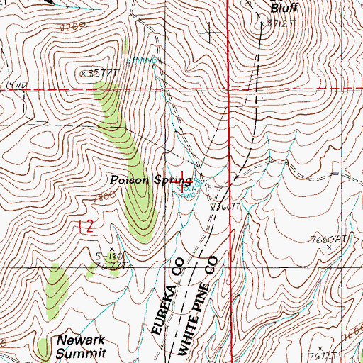 Topographic Map of Poison Spring, NV
