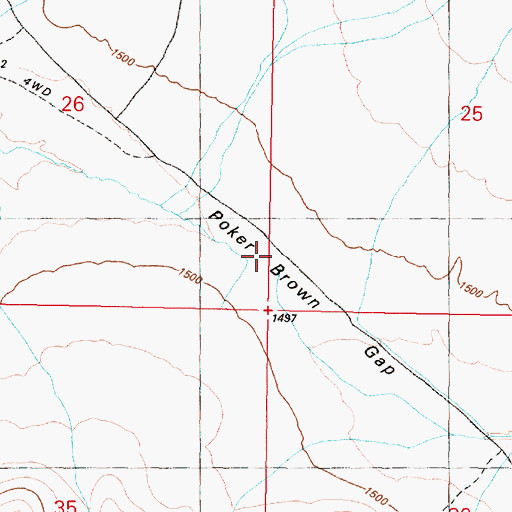 Topographic Map of Poker Brown Gap, NV