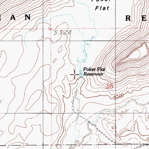Topographic Map of Poker Flat Reservoir, NV