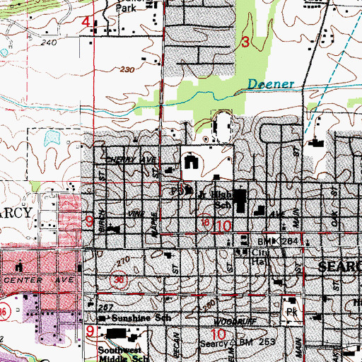 Topographic Map of Searcy Post Office, AR