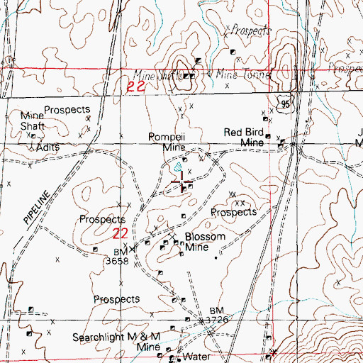 Topographic Map of Pompeii Mine, NV