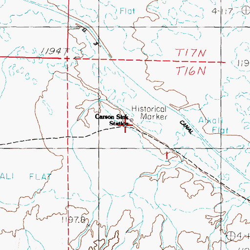 Topographic Map of Pony Express Monument, NV
