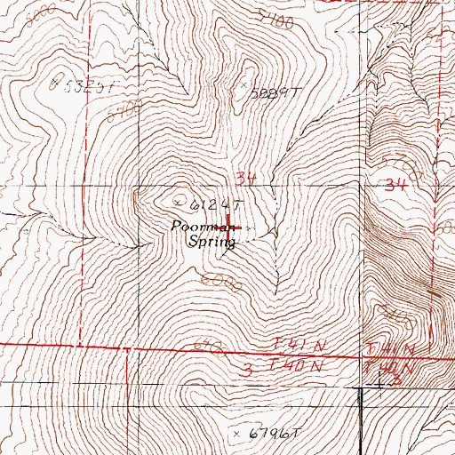 Topographic Map of Poorman Spring, NV