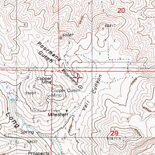 Topographic Map of Poormans Gulch, NV