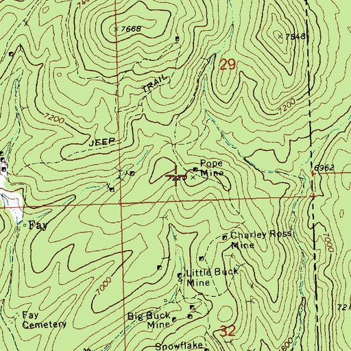 Topographic Map of Pope Mine, NV