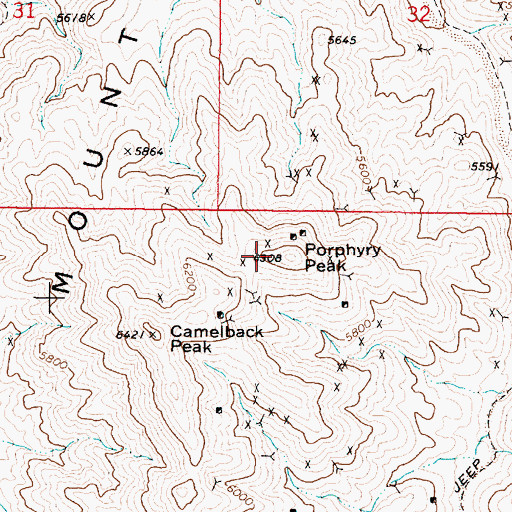 Topographic Map of Porphyry Peak, NV