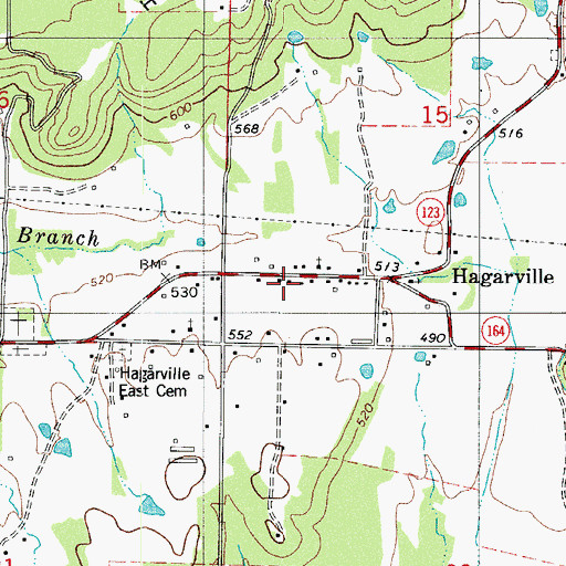 Topographic Map of Hagarville Post Office, AR