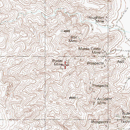 Topographic Map of Porter Mine, NV