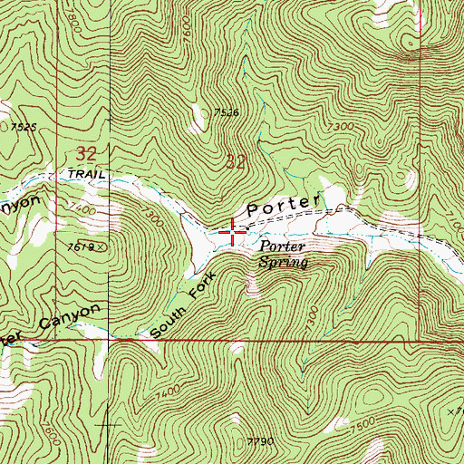 Topographic Map of Porter Spring, NV