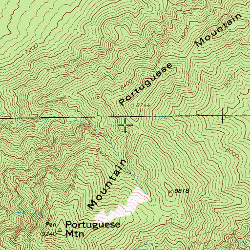 Topographic Map of Portuguese Mountain, NV