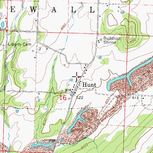Topographic Map of Hunt Post Office, AR