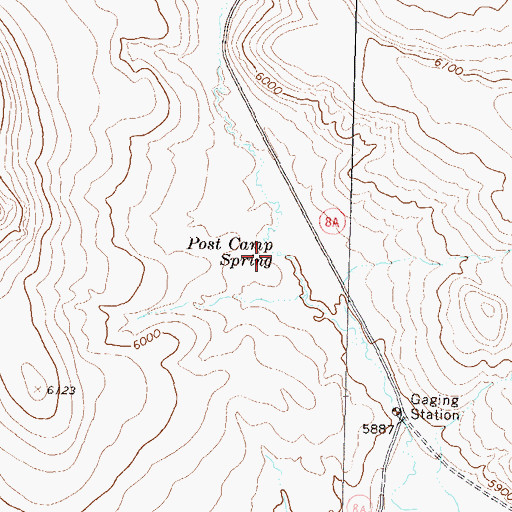 Topographic Map of Post Camp Spring, NV