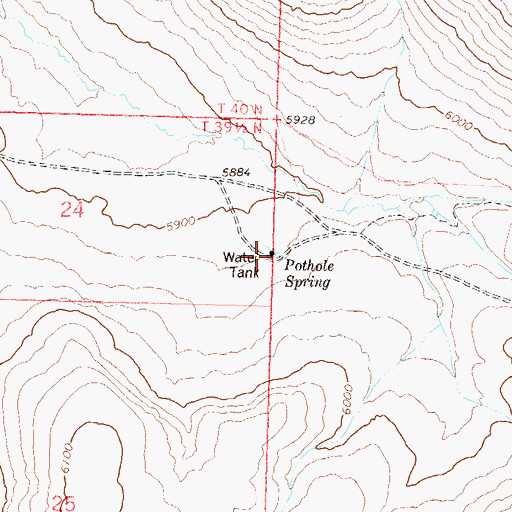 Topographic Map of Pothole Spring, NV