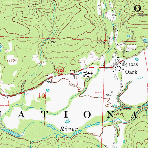 Topographic Map of Oark Post Office, AR