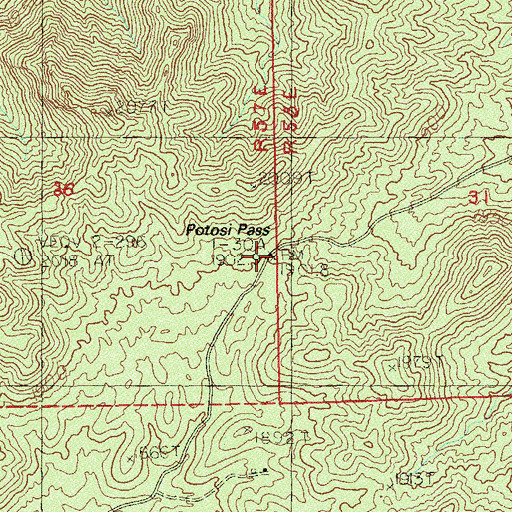 Topographic Map of Potosi Pass, NV