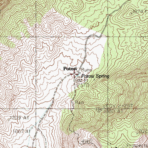 Topographic Map of Potosi Spring, NV