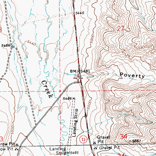 Topographic Map of Poverty Gulch, NV