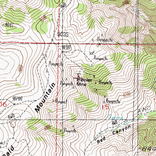 Topographic Map of Premier Mine, NV