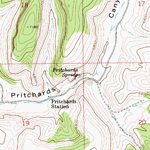 Topographic Map of Pritcherds Spring, NV