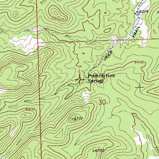 Topographic Map of Prohibition Spring, NV
