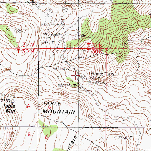 Topographic Map of Pronto Plata Mine, NV