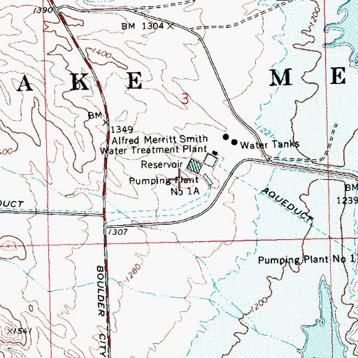 Topographic Map of Pumping Plant Number 1a, NV
