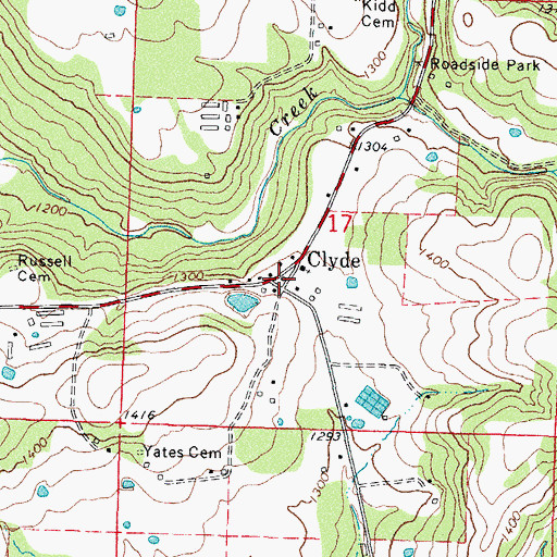 Topographic Map of Clyde Post Office (historical), AR