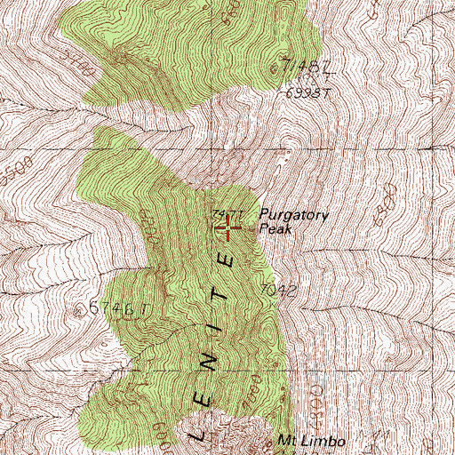 Topographic Map of Purgatory Peak, NV