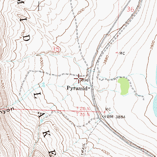 Topographic Map of Pyramid, NV
