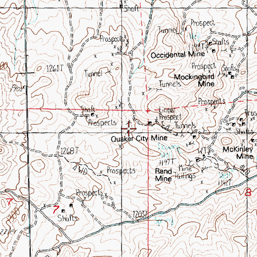 Topographic Map of Quaker City Mine, NV