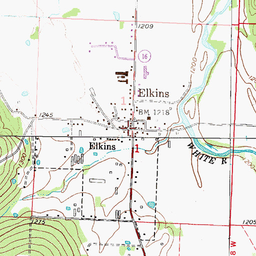 Topographic Map of Elkins Post Office, AR