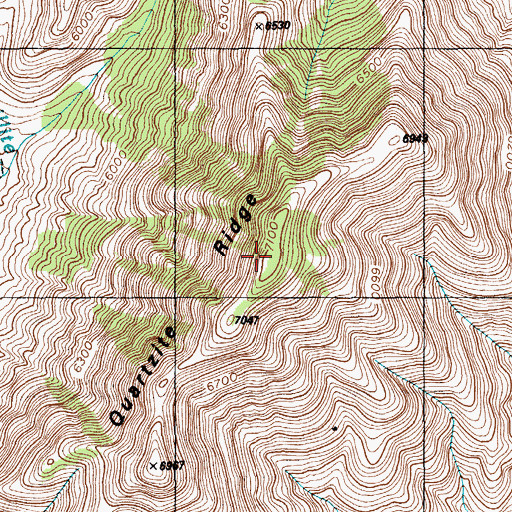 Topographic Map of Quartzite Ridge, NV