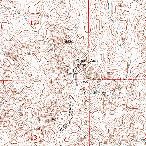 Topographic Map of Queen Ann Mine, NV