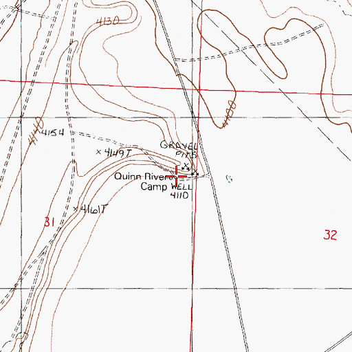 Topographic Map of Quinn River Camp, NV