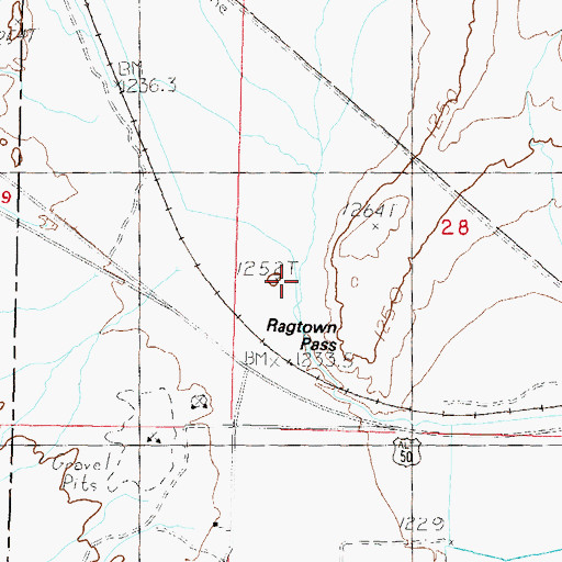 Topographic Map of Ragtown Pass, NV