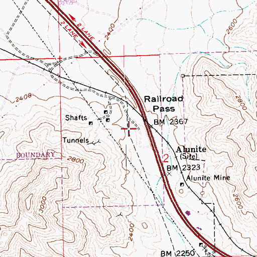 Topographic Map of Railroad Pass, NV