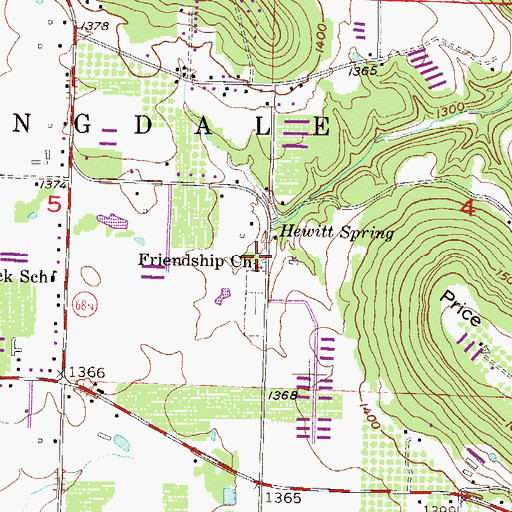 Topographic Map of Friendship School (historical), AR