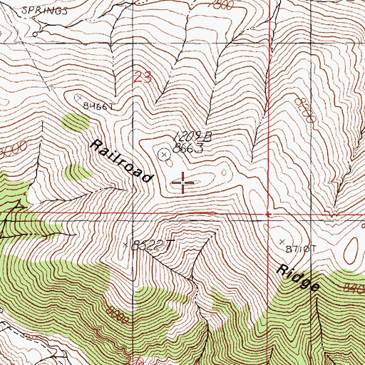 Topographic Map of Railroad Ridge, NV