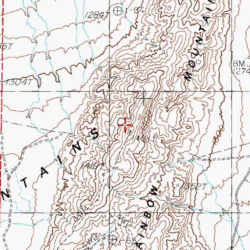 Topographic Map of Rainbow Mountain, NV