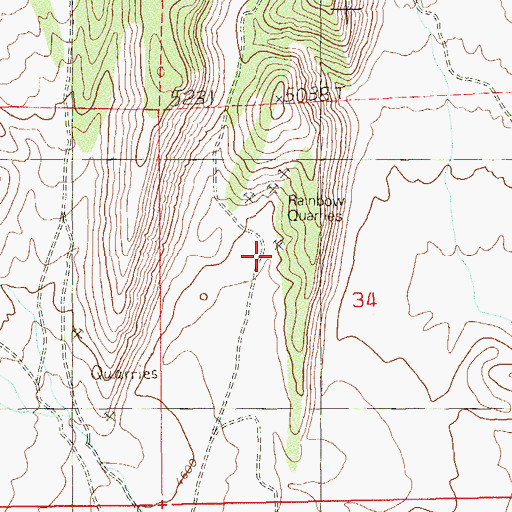 Topographic Map of Rainbow Quarries, NV