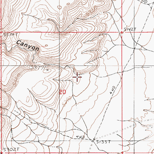 Topographic Map of Rattlesnake Canyon, NV