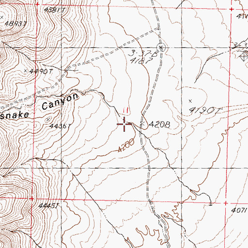 Topographic Map of Rattlesnake Canyon, NV